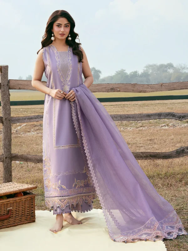 Lawn 3PC Chikankari Embroidered Suit with Khadi Net Embroidered Dupatta